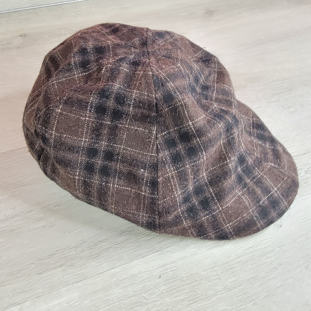 Lids Mens Size L/XL Peaked Newsboy Driver Cap Hat Wool Blend Brown Black…
